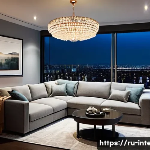 인테리어 디자인에서 효과적인 조명 사용법 - **Cozy Living Room Evening Ambiance**
    A warmly lit, inviting living room during the evening. The...